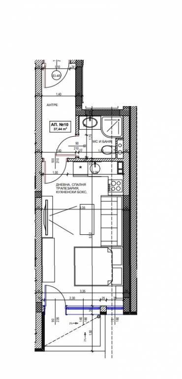 Едностаен апартамент, Поморие, Стария град, 642646, Снимка 1