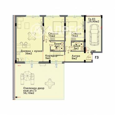 Тристаен апартамент, София, Модерно предградие, 660646, Снимка 1