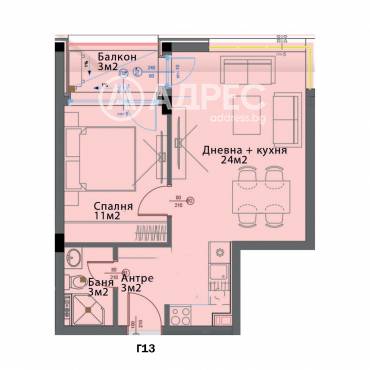 Двустаен апартамент, София, Модерно предградие, 660649, Снимка 1