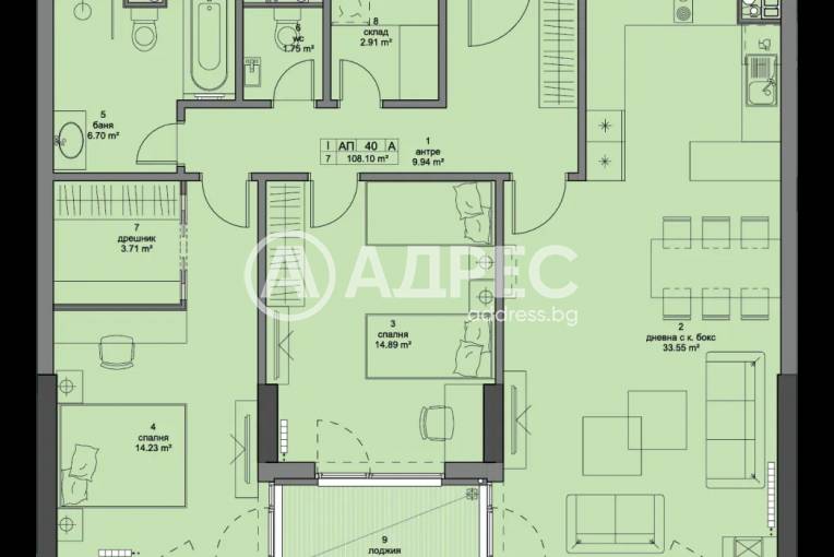 Тристаен апартамент, София, Кръстова вада, 635654, Снимка 2