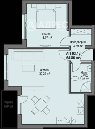 Двустаен апартамент, Банкя, Банкя, 676662, Снимка 1