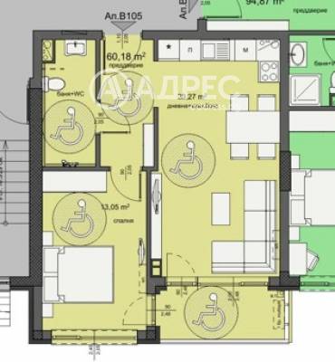 Двустаен апартамент, Бургас, Изгрев, 671664, Снимка 1