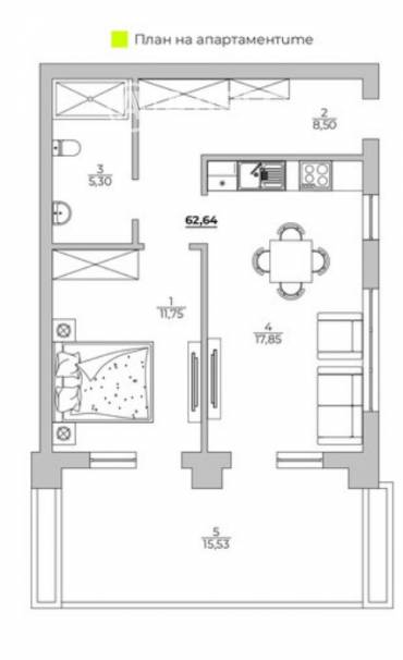 Двустаен апартамент, Варна, к.к. Чайка, 638668, Снимка 1