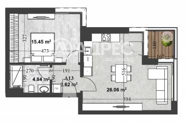 Двустаен апартамент, София, Кръстова вада, 680668, Снимка 1