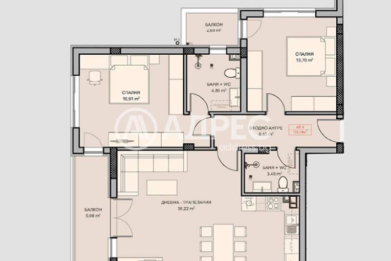 Тристаен апартамент, Плевен, Сторгозия, 647671, Снимка 1