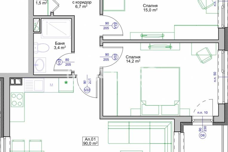Тристаен апартамент, Поморие, Свобода, 681671, Снимка 2