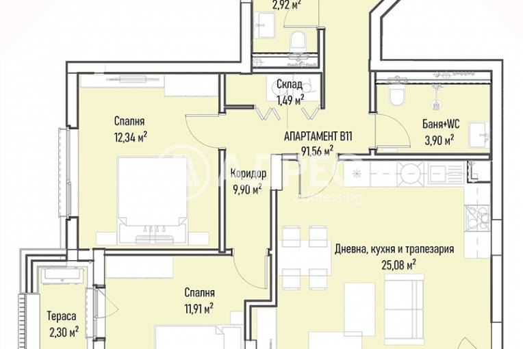 Тристаен апартамент, София, Младост 4, 680676, Снимка 4