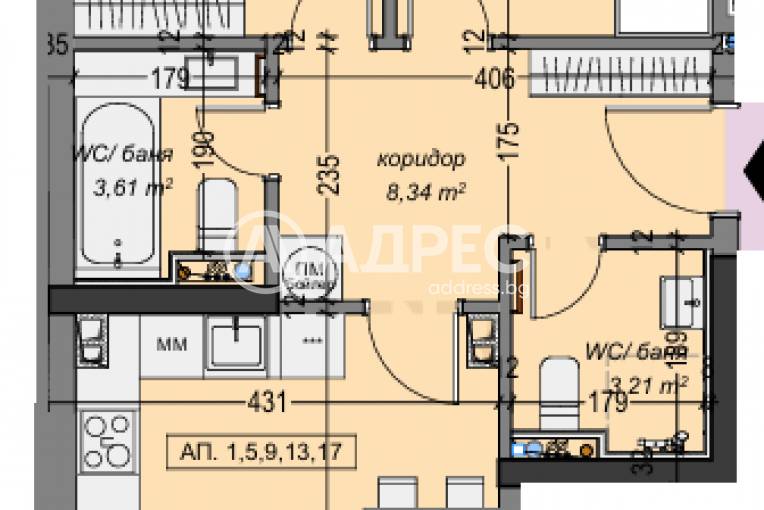 Тристаен апартамент, София, Суха река, 688680, Снимка 2