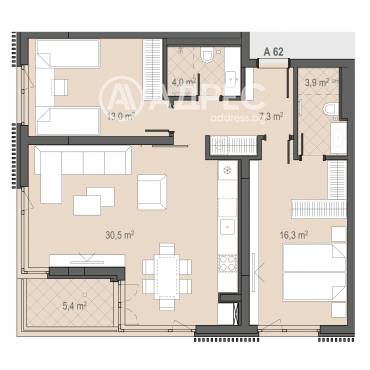 Тристаен апартамент, София, Борово, 699680, Снимка 1