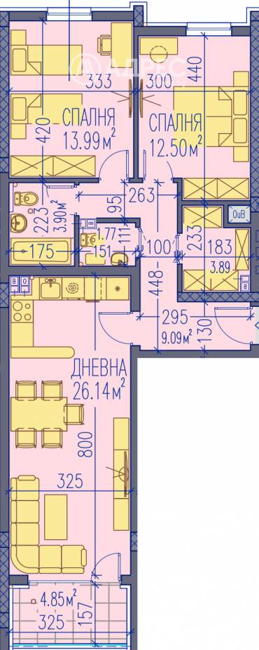 Тристаен апартамент, Пловдив, Тракия, 663681, Снимка 1