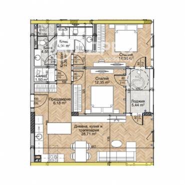 Тристаен апартамент, София, Люлин 2, 677683, Снимка 1