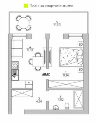 Двустаен апартамент, Варна, к.к. Чайка, 638684, Снимка 1