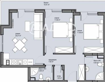 Тристаен апартамент, София, Красна поляна 2, 637690, Снимка 1