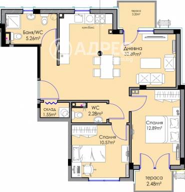 Тристаен апартамент, Бургас, Сарафово, 676693, Снимка 1