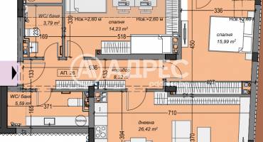 Тристаен апартамент, София, Суха река, 688699, Снимка 2