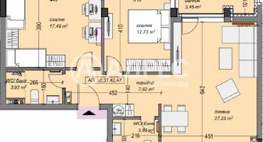 Тристаен апартамент, София, Суха река, 688702, Снимка 2