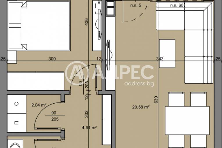 Двустаен апартамент, Бургас, Долно Езерово, 629708, Снимка 1