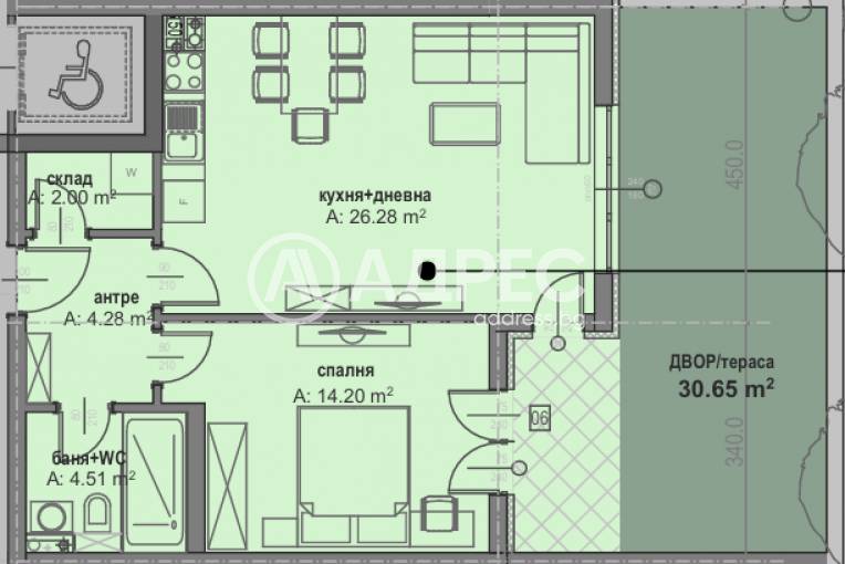 Двустаен апартамент, София, Малинова Долина, 687708, Снимка 1