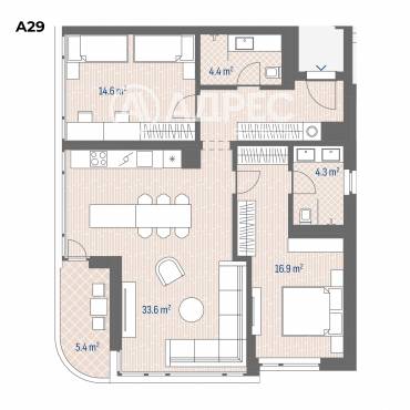 Тристаен апартамент, София, Овча купел, 693708, Снимка 1
