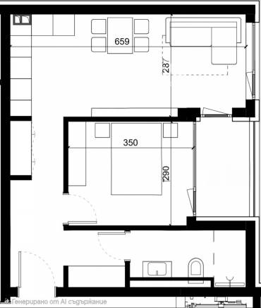 Двустаен апартамент, Варна, Изгрев, 689715, Снимка 1