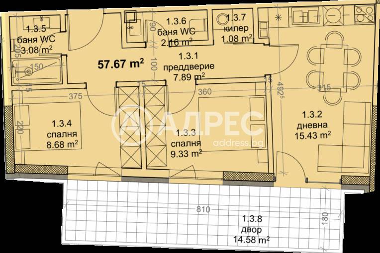 Тристаен апартамент, Варна, Младост 1, 671717, Снимка 2