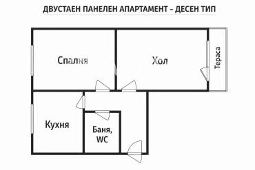 Двустаен апартамент, Бургас, Славейков, 687722, Снимка 1