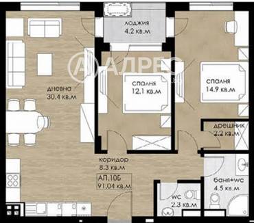 Тристаен апартамент, София, Дружба 2, 677726, Снимка 1