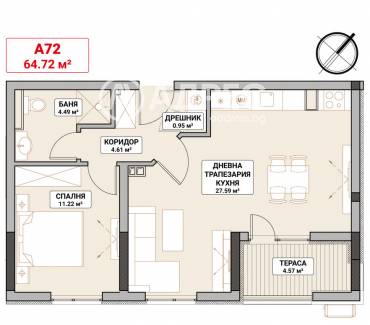 Двустаен апартамент, София, Младост 4, 664728, Снимка 1