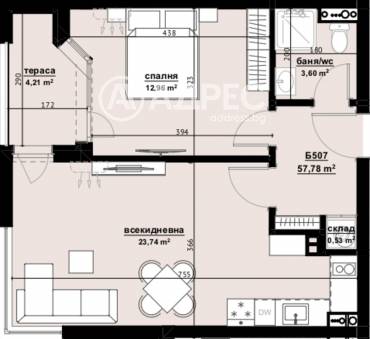Двустаен апартамент, Бургас, Хоризонт, 663734, Снимка 1