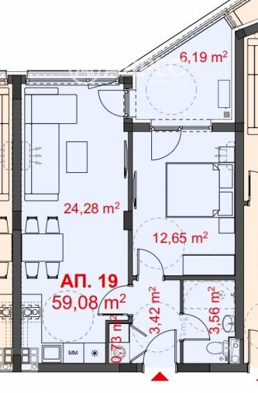 Двустаен апартамент, Бургас, Меден рудник - зона Д, 689734, Снимка 1