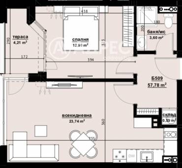 Двустаен апартамент, Бургас, Хоризонт, 663736, Снимка 1