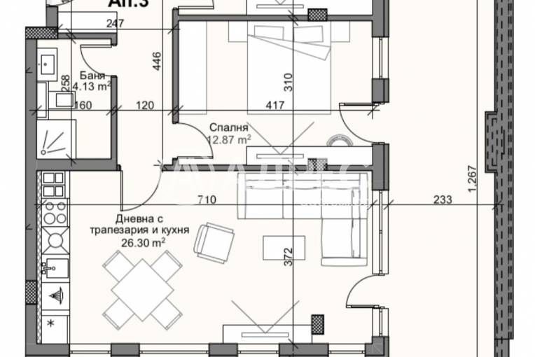 Тристаен апартамент, Пловдив, Кършияка, 681736, Снимка 1
