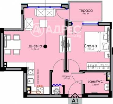 Двустаен апартамент, Бургас, Хоризонт, 652739, Снимка 1