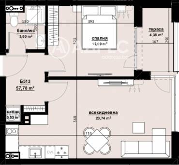 Двустаен апартамент, Бургас, Хоризонт, 663739, Снимка 1