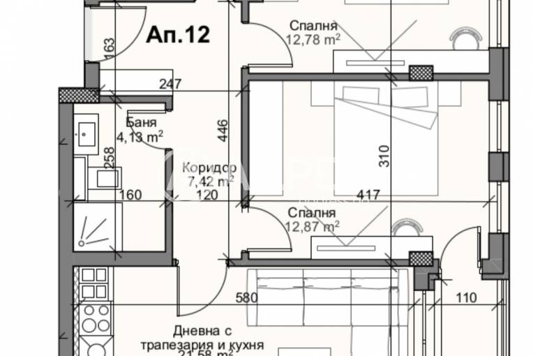 Тристаен апартамент, Пловдив, Кършияка, 681739, Снимка 1