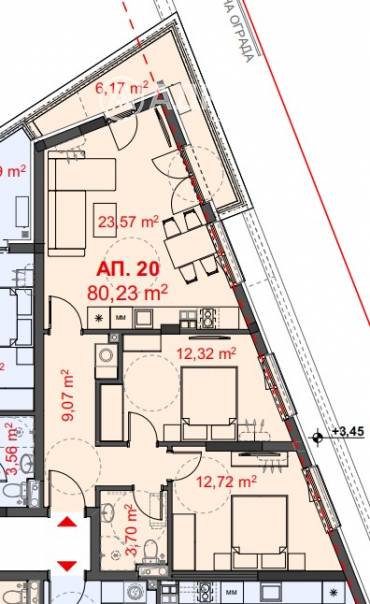 Тристаен апартамент, Бургас, Меден рудник - зона Д, 689740, Снимка 1