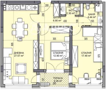 Тристаен апартамент, Пловдив, Гагарин, 665743, Снимка 1