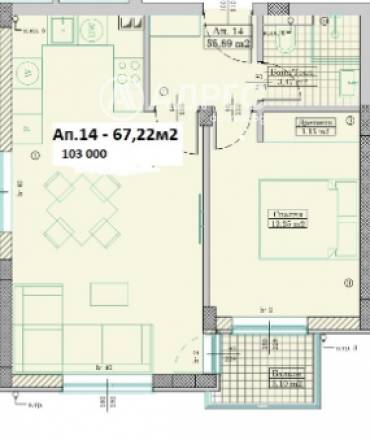 Двустаен апартамент, Варна, м-ст Пчелина, 650753, Снимка 1