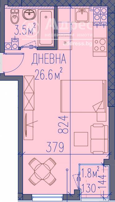 Едностаен апартамент, Пловдив, Христо Смирненски, 596754, Снимка 1