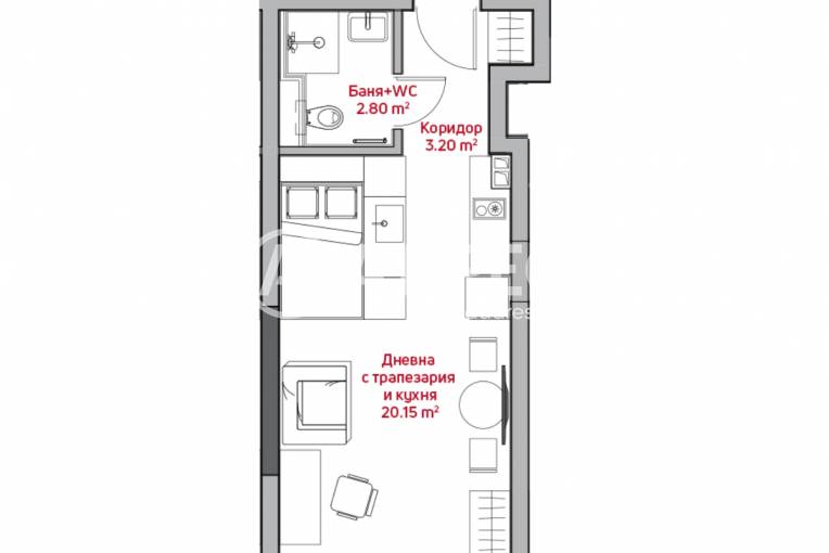 Едностаен апартамент, София, Център, 669758, Снимка 2