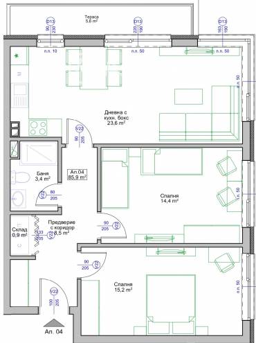 Тристаен апартамент, Поморие, Свобода, 661760, Снимка 1
