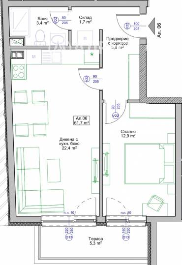 Двустаен апартамент, Поморие, Свобода, 661761, Снимка 1
