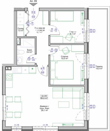 Тристаен апартамент, Поморие, Свобода, 661764, Снимка 1