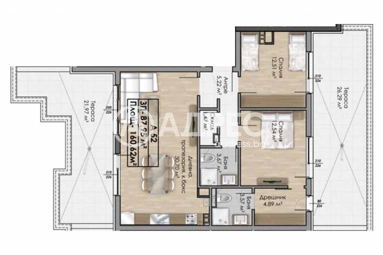 Тристаен апартамент, София, Овча купел, 660765, Снимка 1