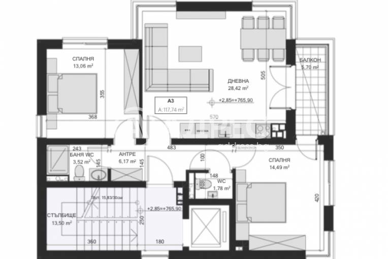 Тристаен апартамент, София, Драгалевци, 647769, Снимка 2