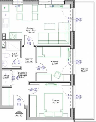 Тристаен апартамент, Поморие, Свобода, 661769, Снимка 1