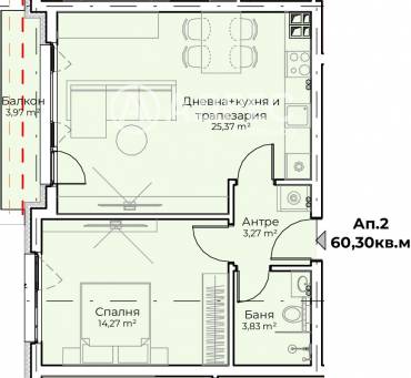 Двустаен апартамент, София, Симеоново, 687770, Снимка 1