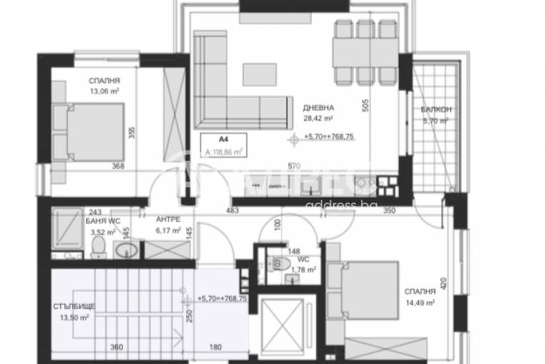 Тристаен апартамент, София, Драгалевци, 647772, Снимка 2
