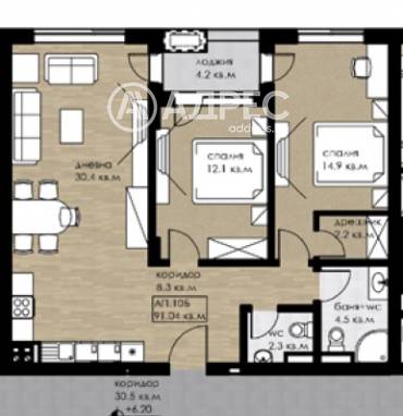 Тристаен апартамент, София, Дружба 2, 582782, Снимка 1