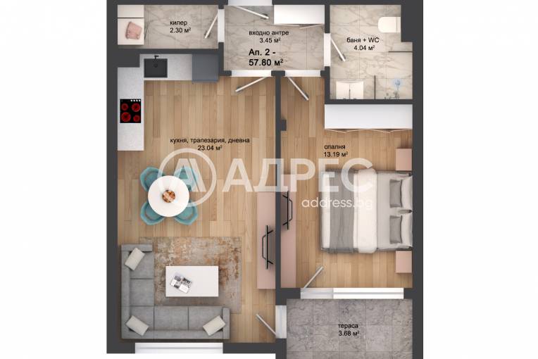 Двустаен апартамент, Пловдив, Кършияка, 625785, Снимка 2